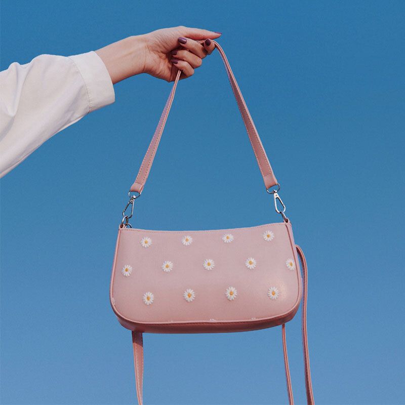 Bolso Bandolera Con Estampado De Margaritas Punteadas Para Mujer