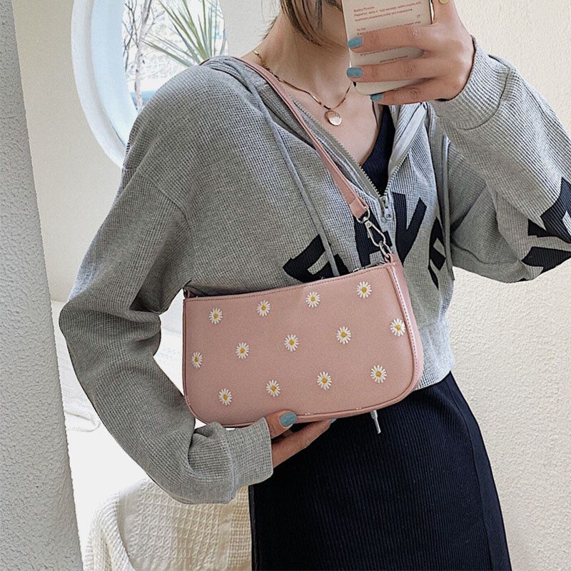 Bolso Bandolera Con Estampado De Margaritas Punteadas Para Mujer