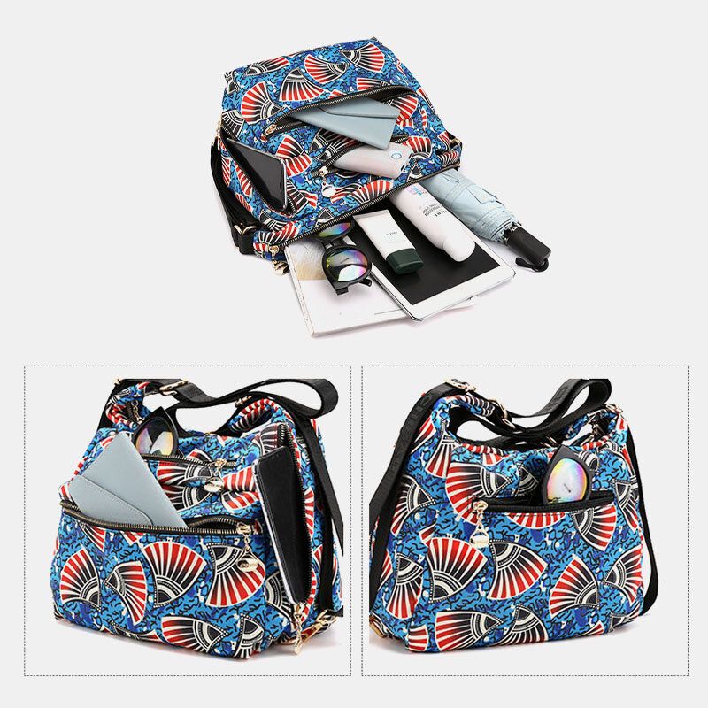 Bolso Bandolera Con Estampado Multibolsillo Impermeable Para Mujer Bolso De Hombro