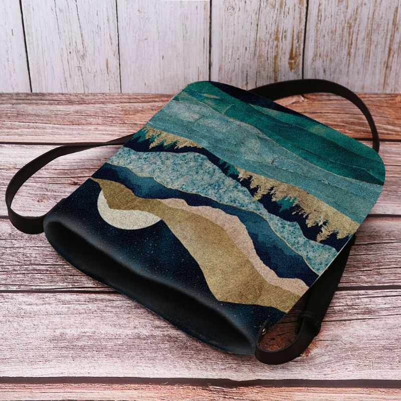 Bolso Bandolera Con Estampado De Paisaje De Montaña De Fieltro Para Mujer