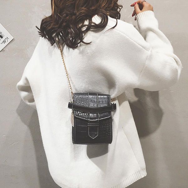 Bolso Bandolera Con Monedero Para Teléfono Con Cadena Con Patrón De Cocodrilo Para Mujer