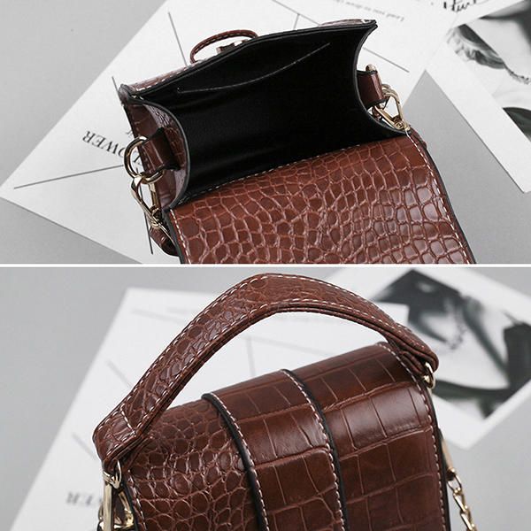 Bolso Bandolera Con Monedero Para Teléfono Con Cadena Con Patrón De Cocodrilo Para Mujer