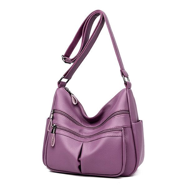 Bolso Bandolera Con Múltiples Ranuras De Cuero Suave Para Mujer Bolsos De Hombro De Ocio