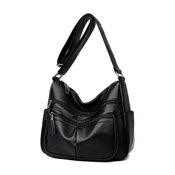 Bolso Bandolera Con Múltiples Ranuras De Cuero Suave Para Mujer Bolsos De Hombro De Ocio