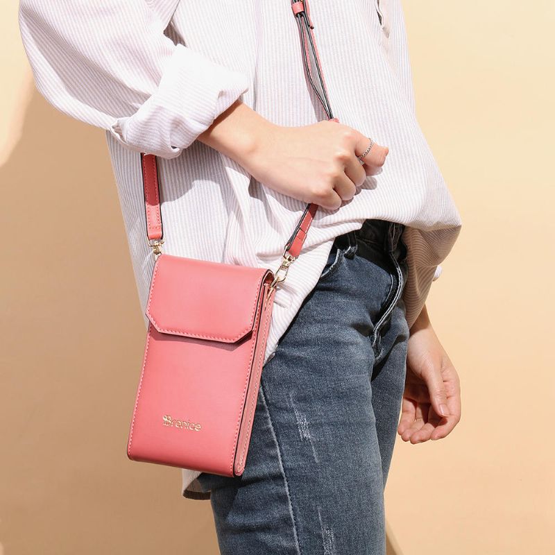 Bolso Bandolera Con Solapa Sólida Para Mujer Bolso Para Teléfono Bolso Bandolera