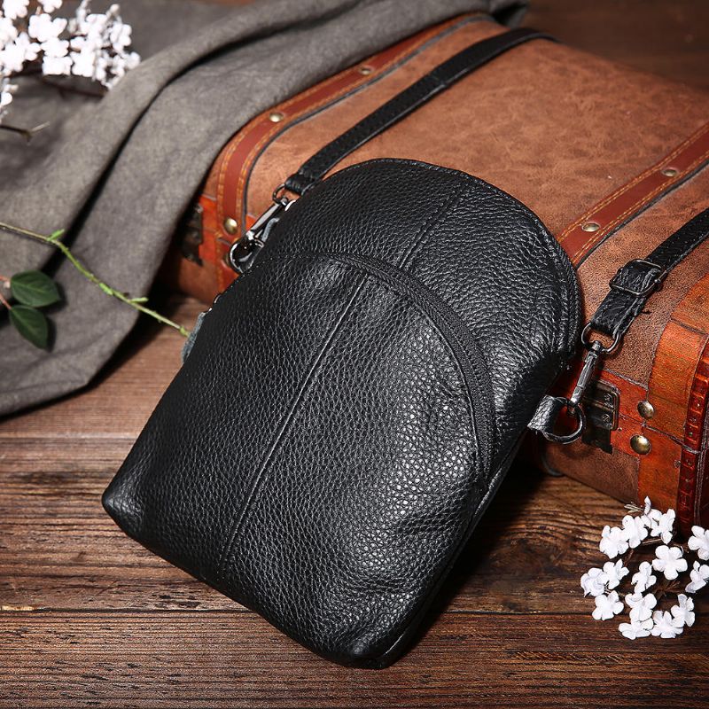 Bolso Bandolera De Cuero Genuino Para Mujer Mini Bolso Para Teléfono