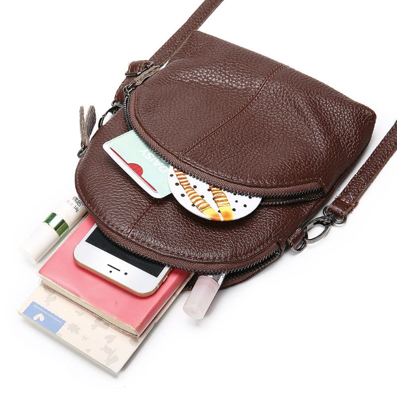 Bolso Bandolera De Cuero Genuino Para Mujer Mini Bolso Para Teléfono