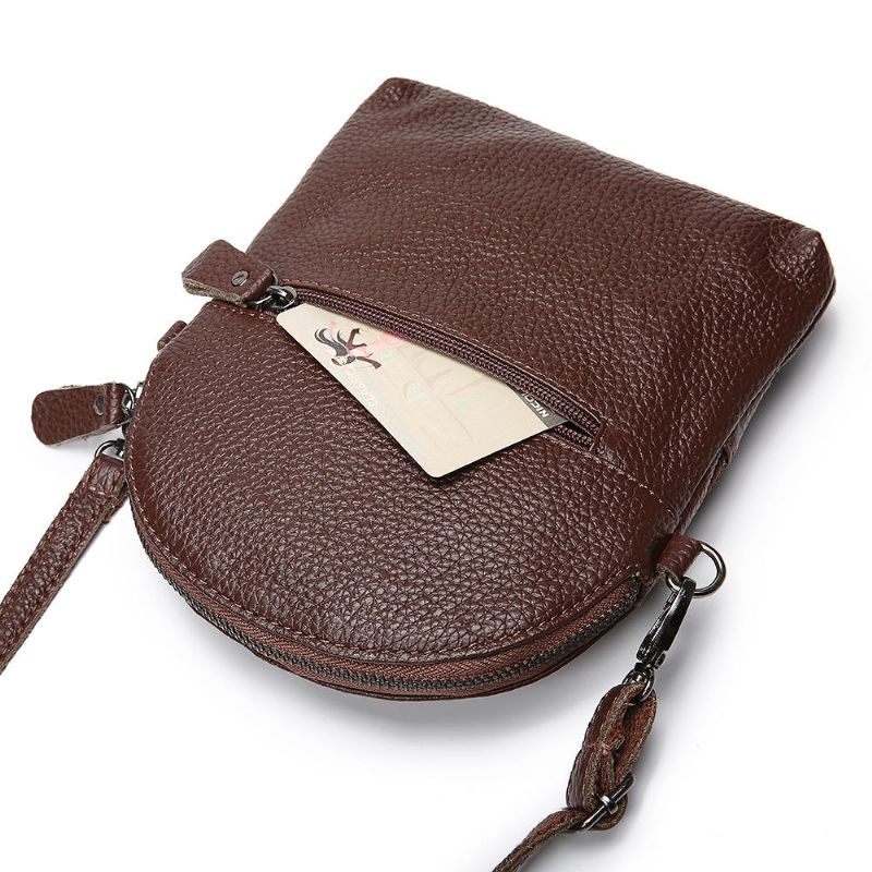 Bolso Bandolera De Cuero Genuino Para Mujer Mini Bolso Para Teléfono