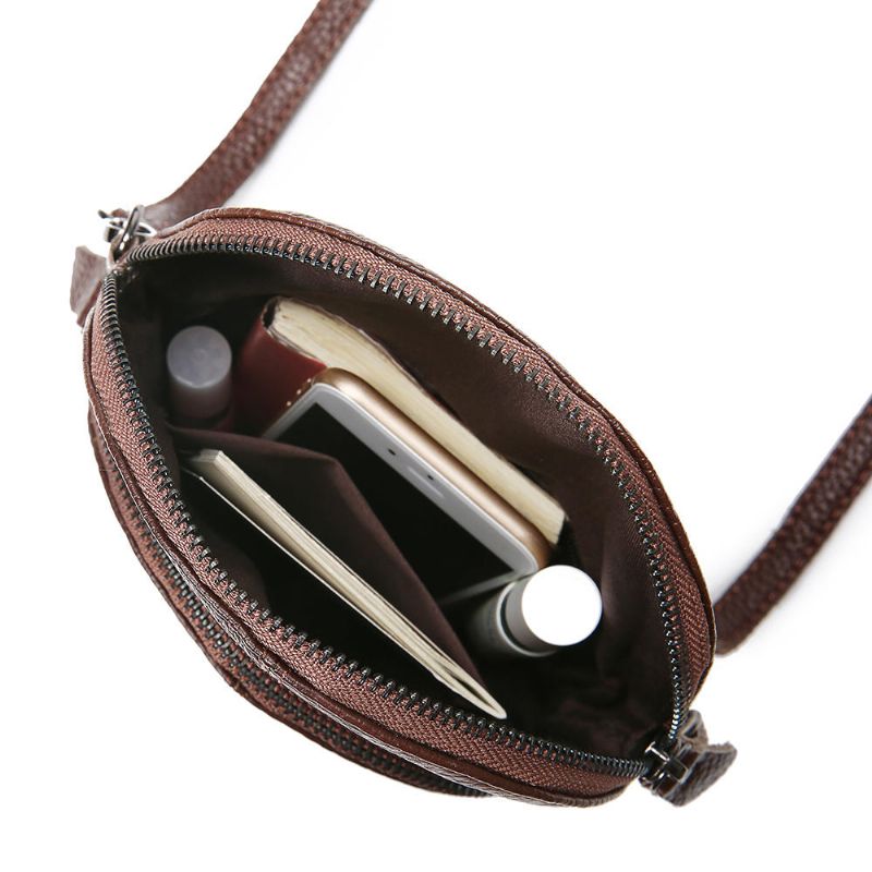 Bolso Bandolera De Cuero Genuino Para Mujer Mini Bolso Para Teléfono