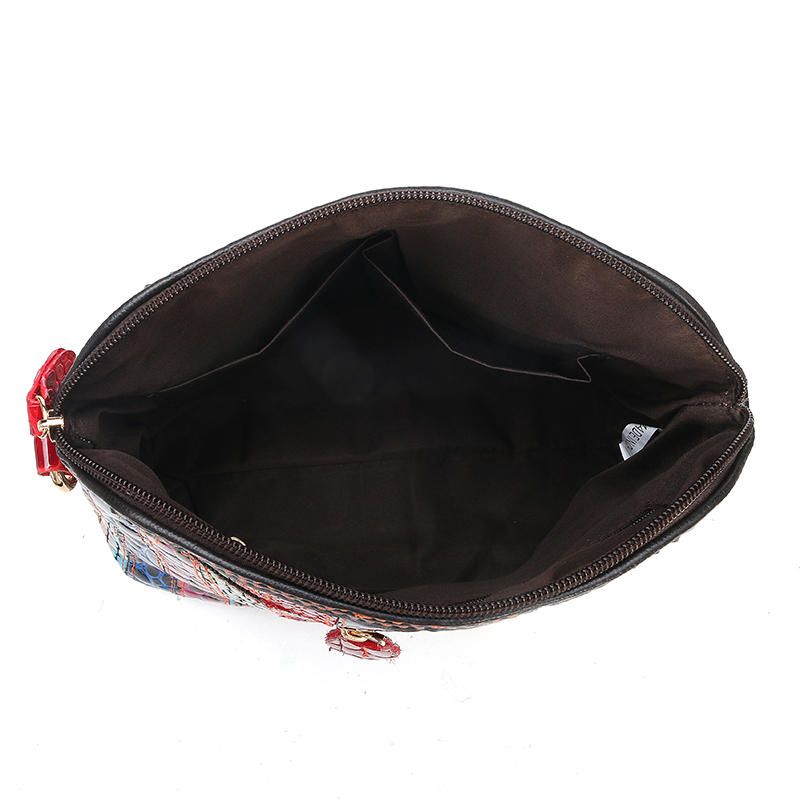 Bolso Bandolera De Cuero Genuino Para Mujer Patchwork Art Shell