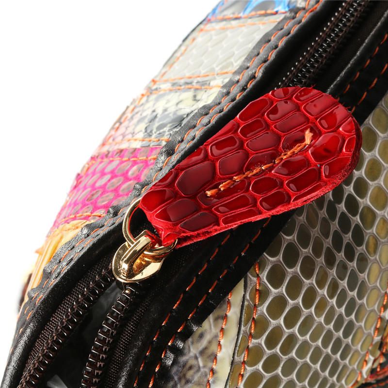 Bolso Bandolera De Cuero Genuino Para Mujer Patchwork Art Shell