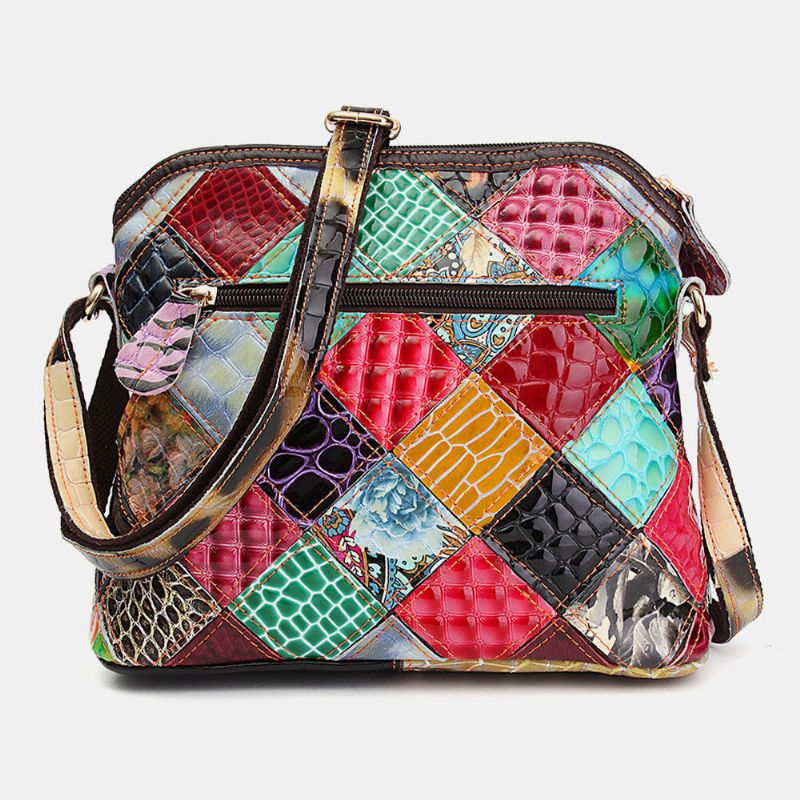 Bolso Bandolera De Cuero Genuino Vintage Floral Para Mujer Bolso De Hombro Informal Para Niñas