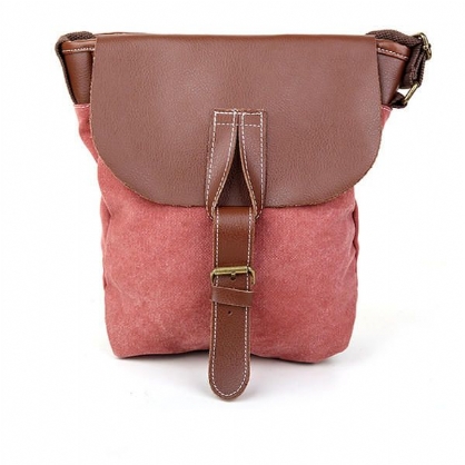 Bolso Bandolera De Cuero De Lona Para Mujer