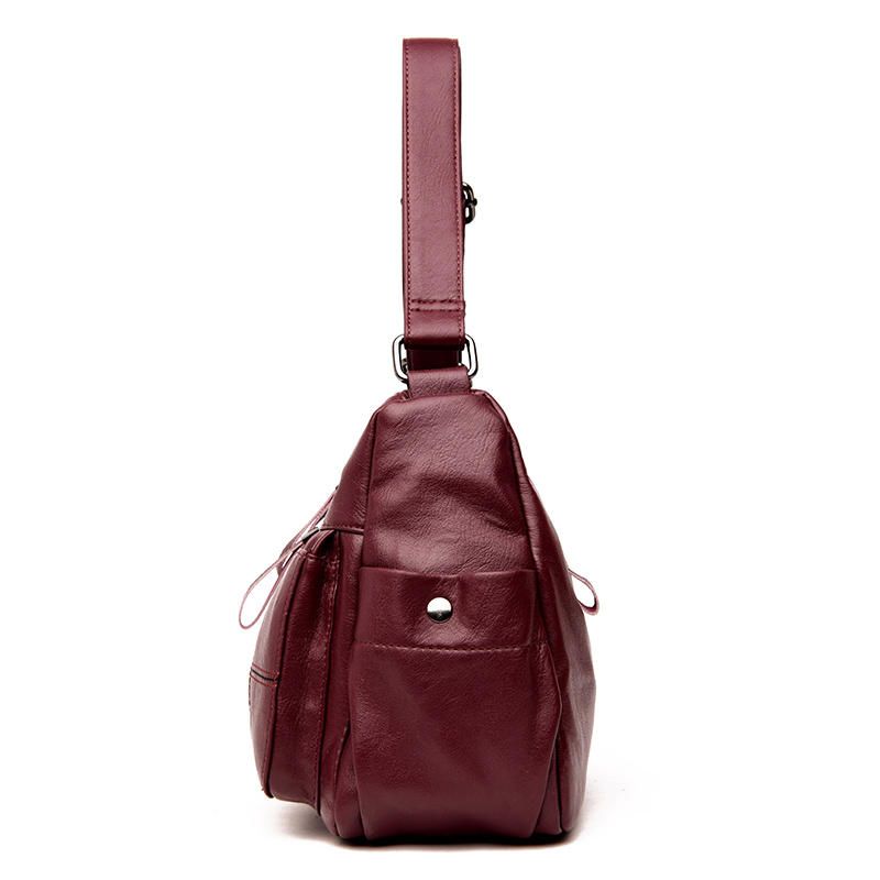 Bolso Bandolera De Cuero Suave Con Múltiples Ranuras Para Mujer Bolso Bandolera Con Costura De Ocio