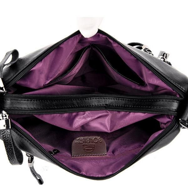 Bolso Bandolera De Cuero Suave Con Múltiples Ranuras Para Mujer Bolso Bandolera Con Costura De Ocio