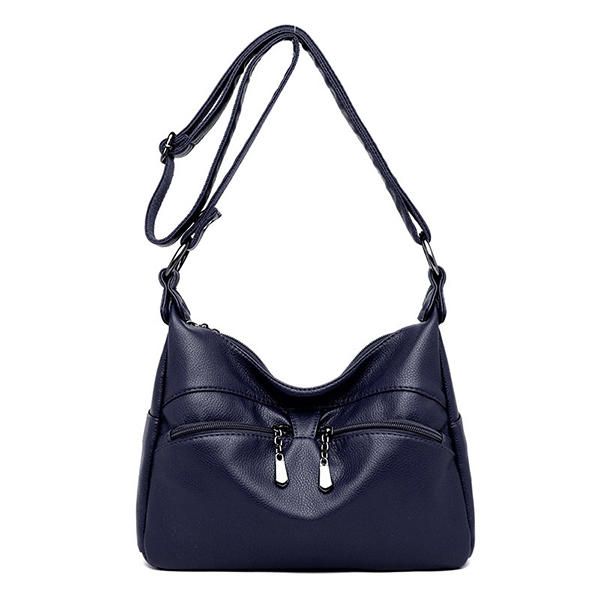 Bolso Bandolera De Doble Capa De Ocio De Piel Sintética Suave Para Mujer Bolso De Momia Sólido