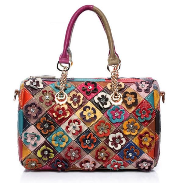 Bolso Bandolera Elegante Con Retales De Flores Para Mujer