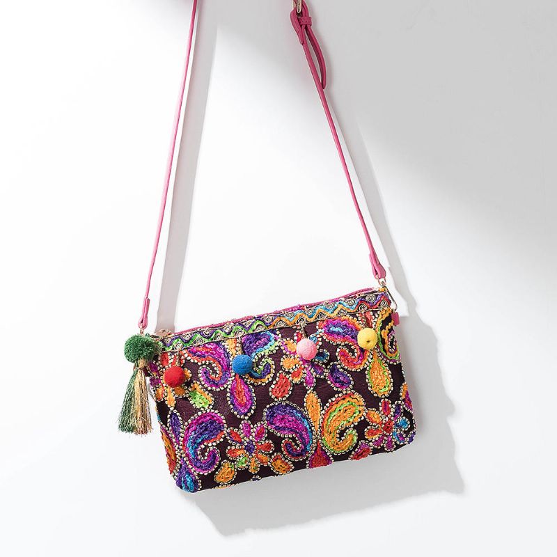 Bolso Bandolera Floral De Estilo Étnico Para Mujer