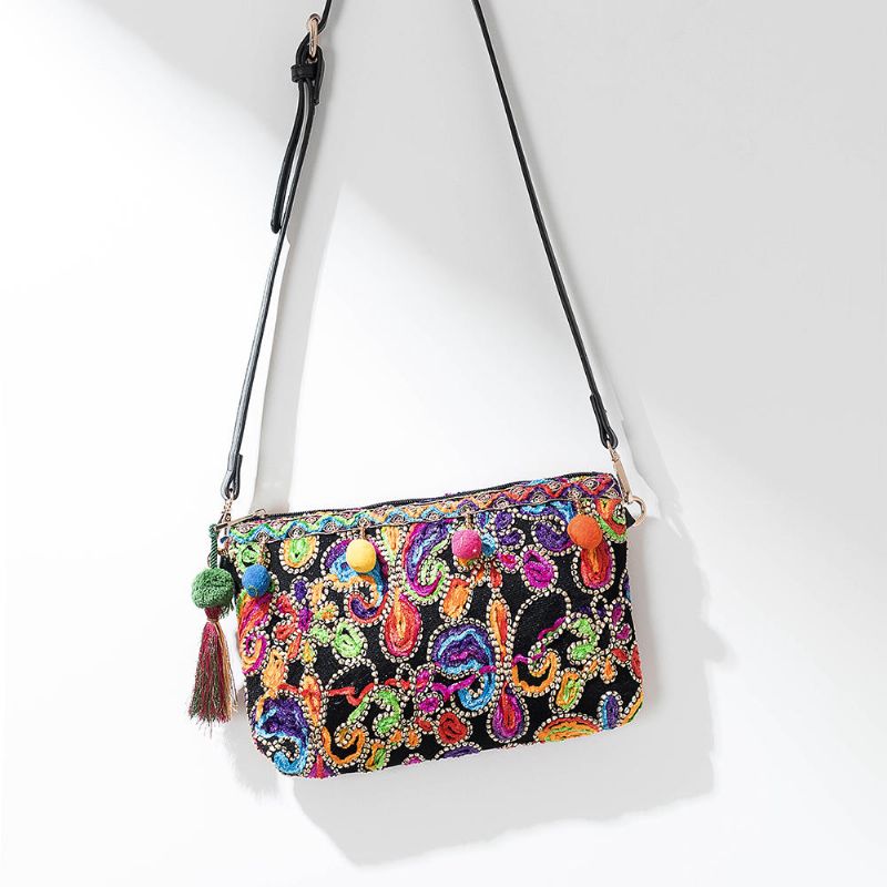 Bolso Bandolera Floral De Estilo Étnico Para Mujer