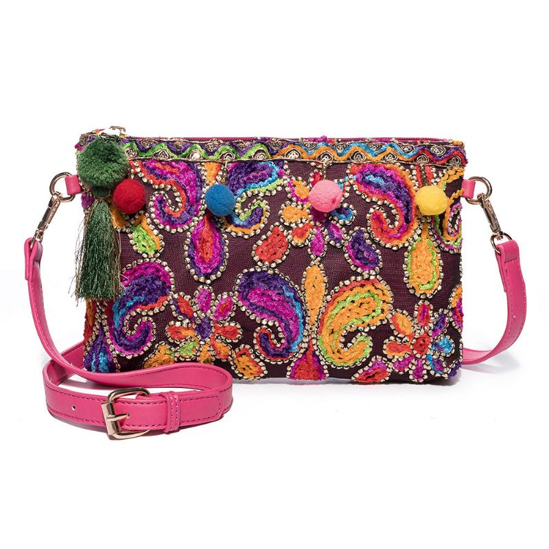 Bolso Bandolera Floral De Estilo Étnico Para Mujer