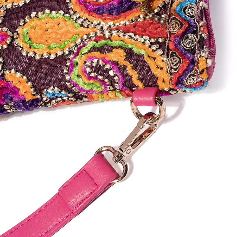 Bolso Bandolera Floral De Estilo Étnico Para Mujer