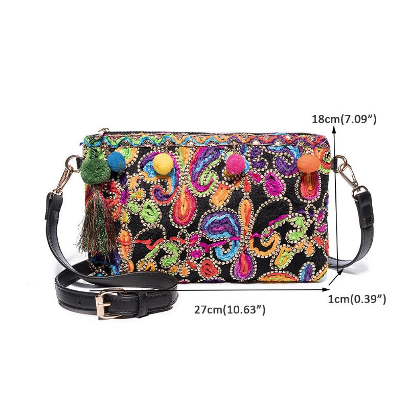 Bolso Bandolera Floral De Estilo Étnico Para Mujer