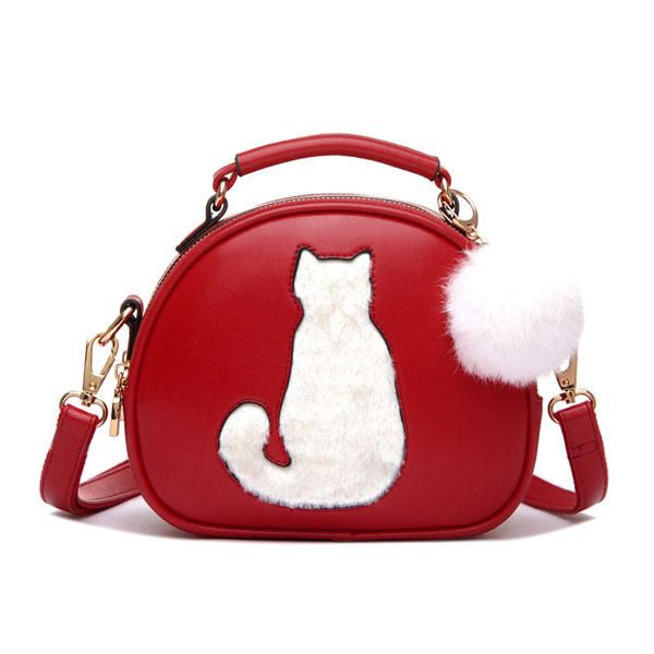 Bolso Bandolera De Gato Lindo De Cuero Pu Para Mujer Bolso De Color Caramelo