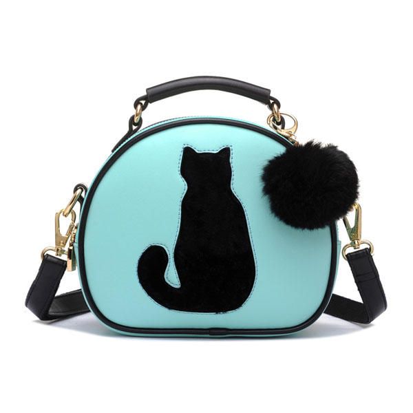 Bolso Bandolera De Gato Lindo De Cuero Pu Para Mujer Bolso De Color Caramelo