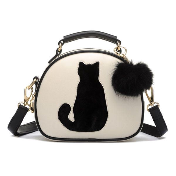 Bolso Bandolera De Gato Lindo De Cuero Pu Para Mujer Bolso De Color Caramelo