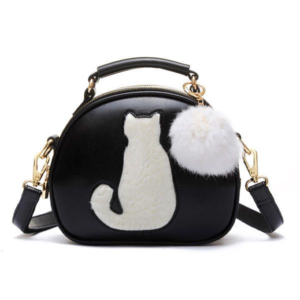 Bolso Bandolera De Gato Lindo De Cuero Pu Para Mujer Bolso De Color Caramelo