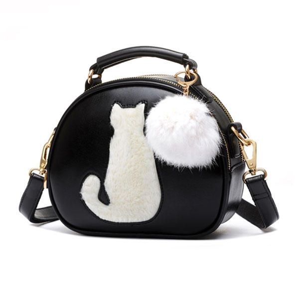 Bolso Bandolera De Gato Lindo De Cuero Pu Para Mujer Bolso De Color Caramelo