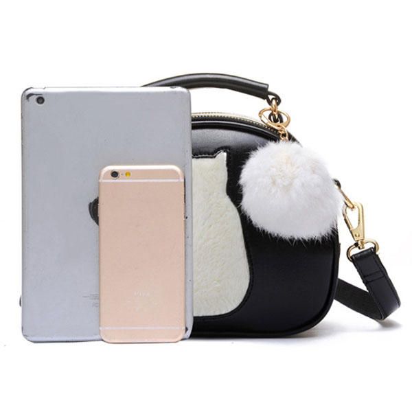 Bolso Bandolera De Gato Lindo De Cuero Pu Para Mujer Bolso De Color Caramelo