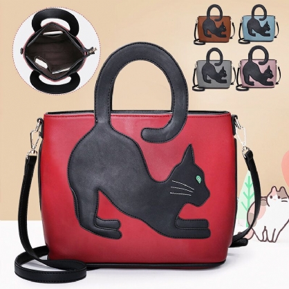 Bolso Bandolera Informal Con Diseño De Gato Lindo De Piel Sintética Para Mujer