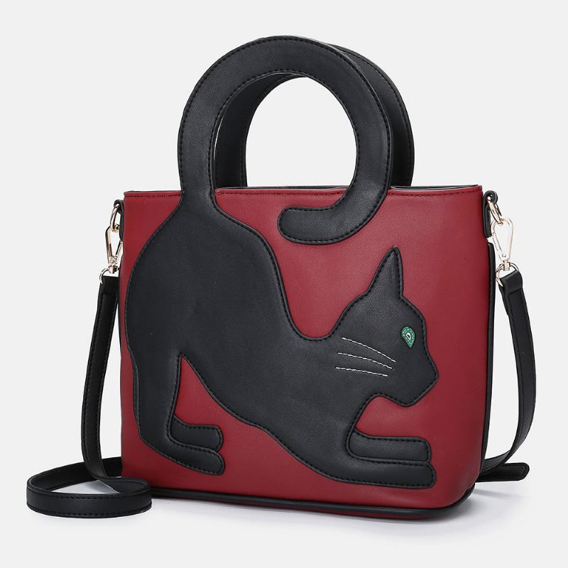 Bolso Bandolera Informal Con Diseño De Gato Lindo De Piel Sintética Para Mujer