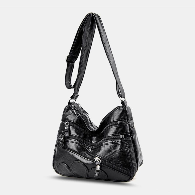 Bolso Bandolera Informal Retro Antirrobo Multibolsillos De Gran Capacidad De Cuero Pu Para Mujer Bolso Bandolera