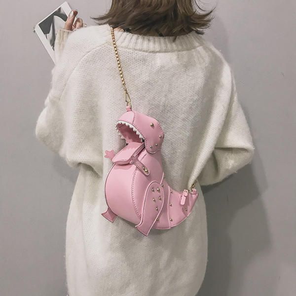 Bolso Bandolera Lindo Con Forma De Dinosaurio Con Cadena Para Mujer