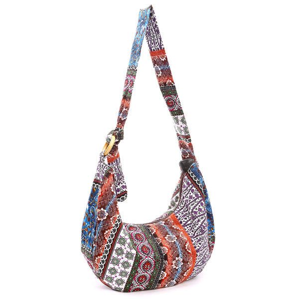 Bolso Bandolera De Lona Con Bordado Étnico De Flores Para Mujer