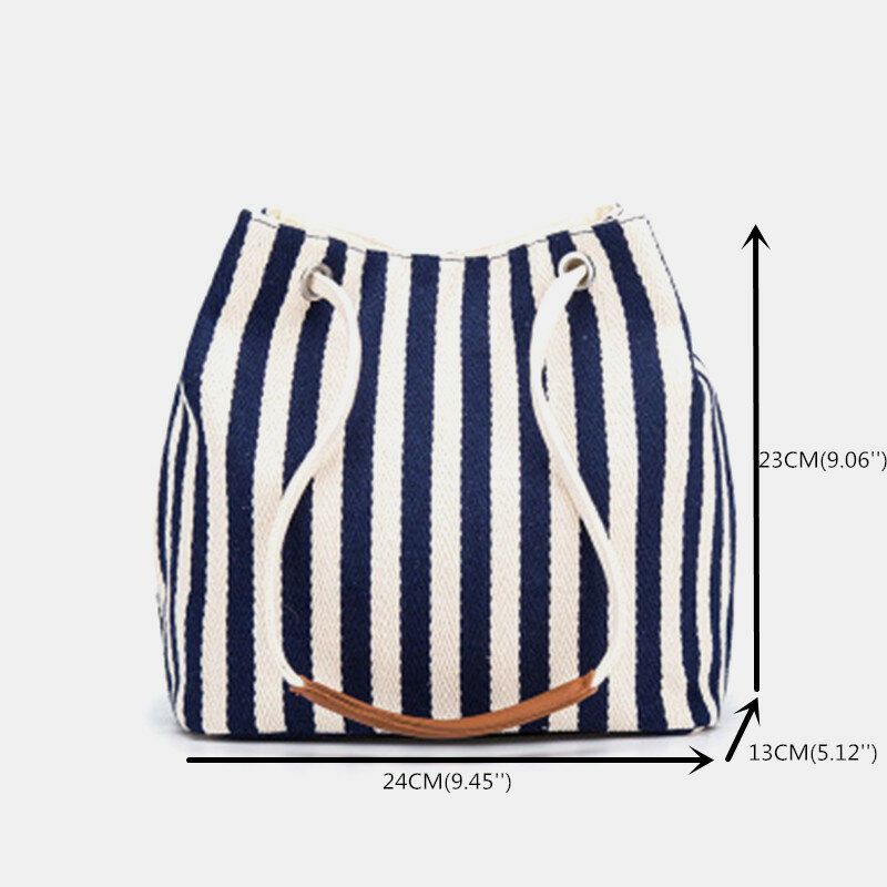 Bolso Bandolera De Lona Informal A Rayas Para Mujer