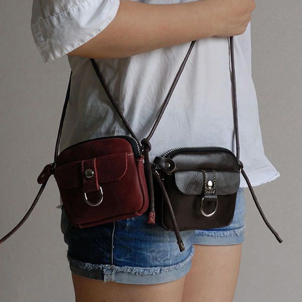 Bolso Bandolera De Monedas Y Llaves Suaves De Estilo Corto De Cuero Genuino Para Mujer