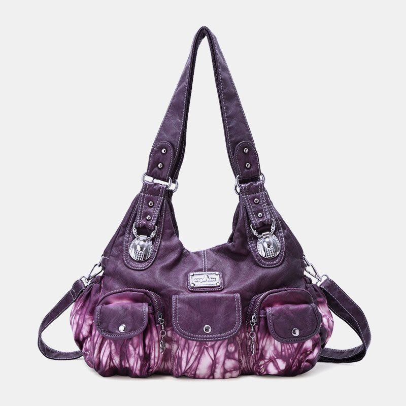 Bolso Bandolera Multibolsillos Para Mujer Bolso De Hombro Con Teñido Anudado