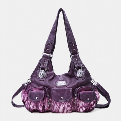 Bolso Bandolera Multibolsillos Para Mujer Bolso De Hombro Con Teñido Anudado