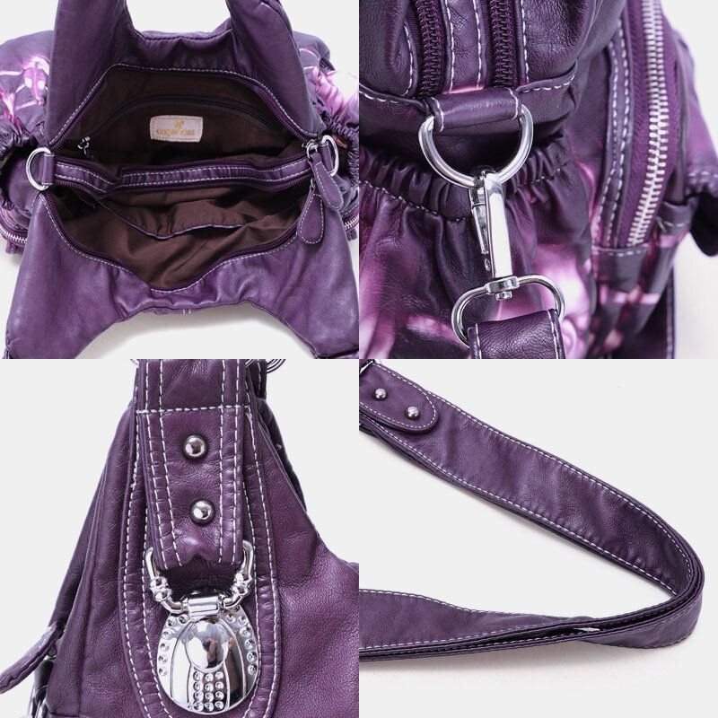 Bolso Bandolera Multibolsillos Para Mujer Bolso De Hombro Con Teñido Anudado