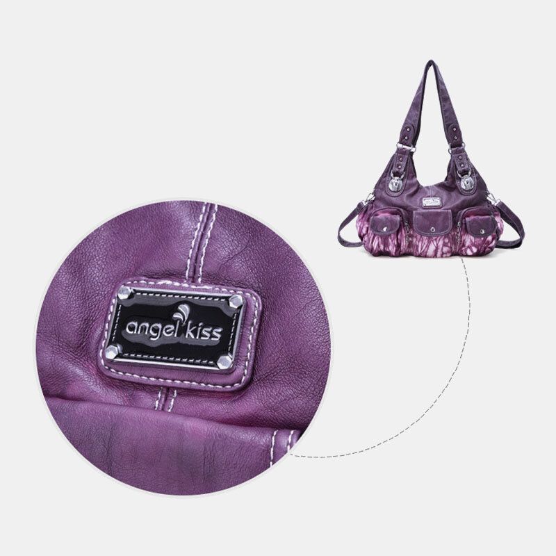 Bolso Bandolera Multibolsillos Para Mujer Bolso De Hombro Con Teñido Anudado