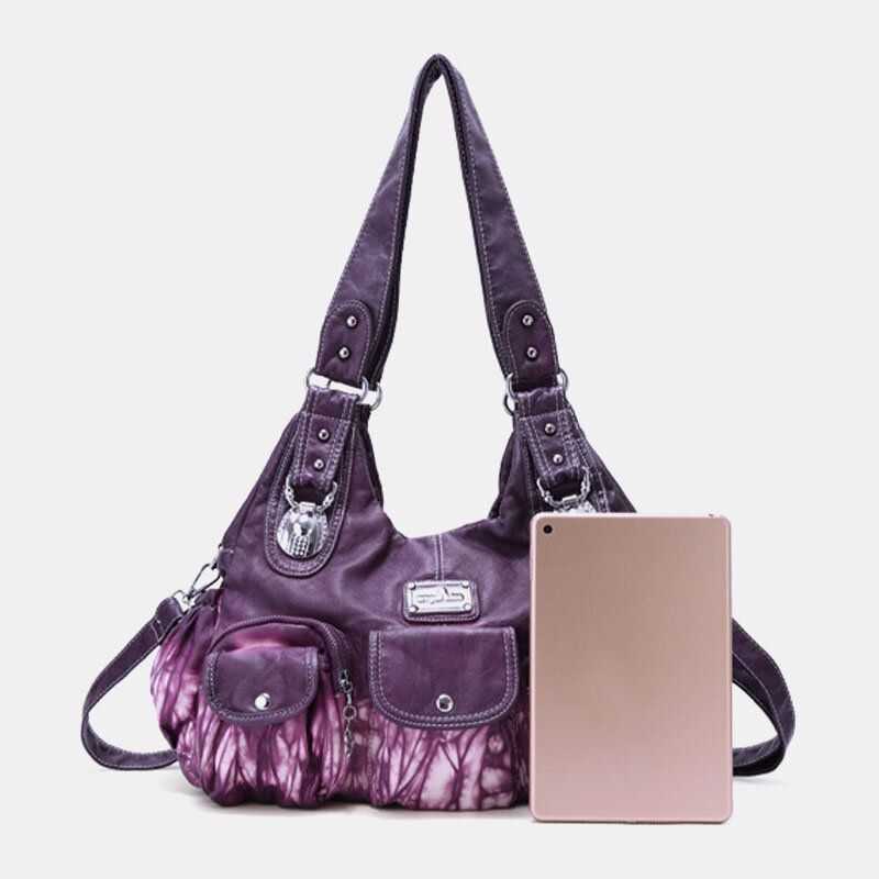 Bolso Bandolera Multibolsillos Para Mujer Bolso De Hombro Con Teñido Anudado