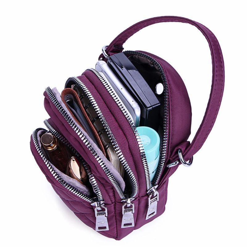 Bolso Bandolera De Nailon Con Múltiples Bolsillos Para Teléfono Para Mujer