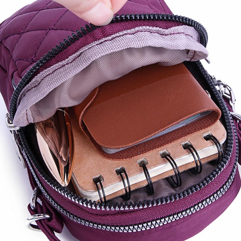 Bolso Bandolera De Nailon Con Múltiples Bolsillos Para Teléfono Para Mujer