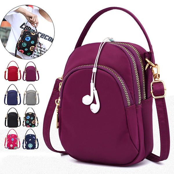 Bolso Bandolera De Nailon Con Múltiples Bolsillos Para Teléfono Para Mujer