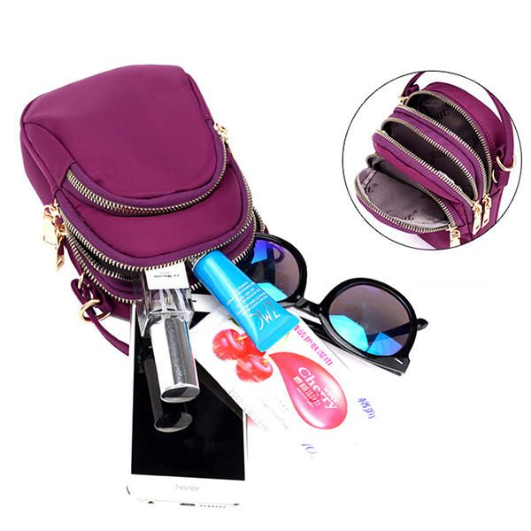 Bolso Bandolera De Nailon Con Múltiples Bolsillos Para Teléfono Para Mujer