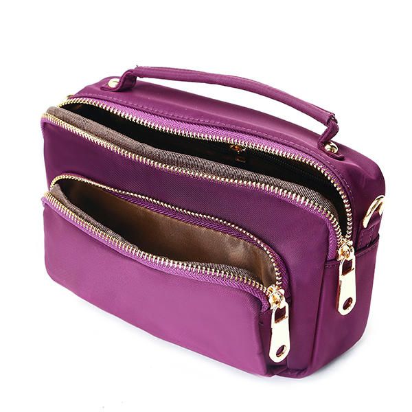 Bolso Bandolera De Nailon Impermeable Con Múltiples Bolsillos Con Cremallera Para Mujer