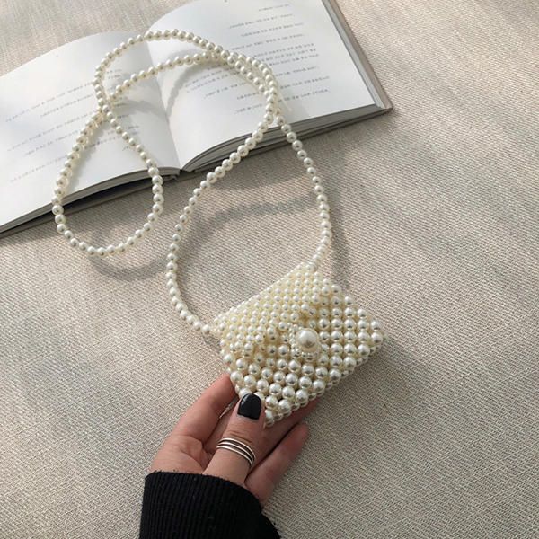 Bolso Bandolera De Noche Hecho A Mano Con Perlas Para Mujer